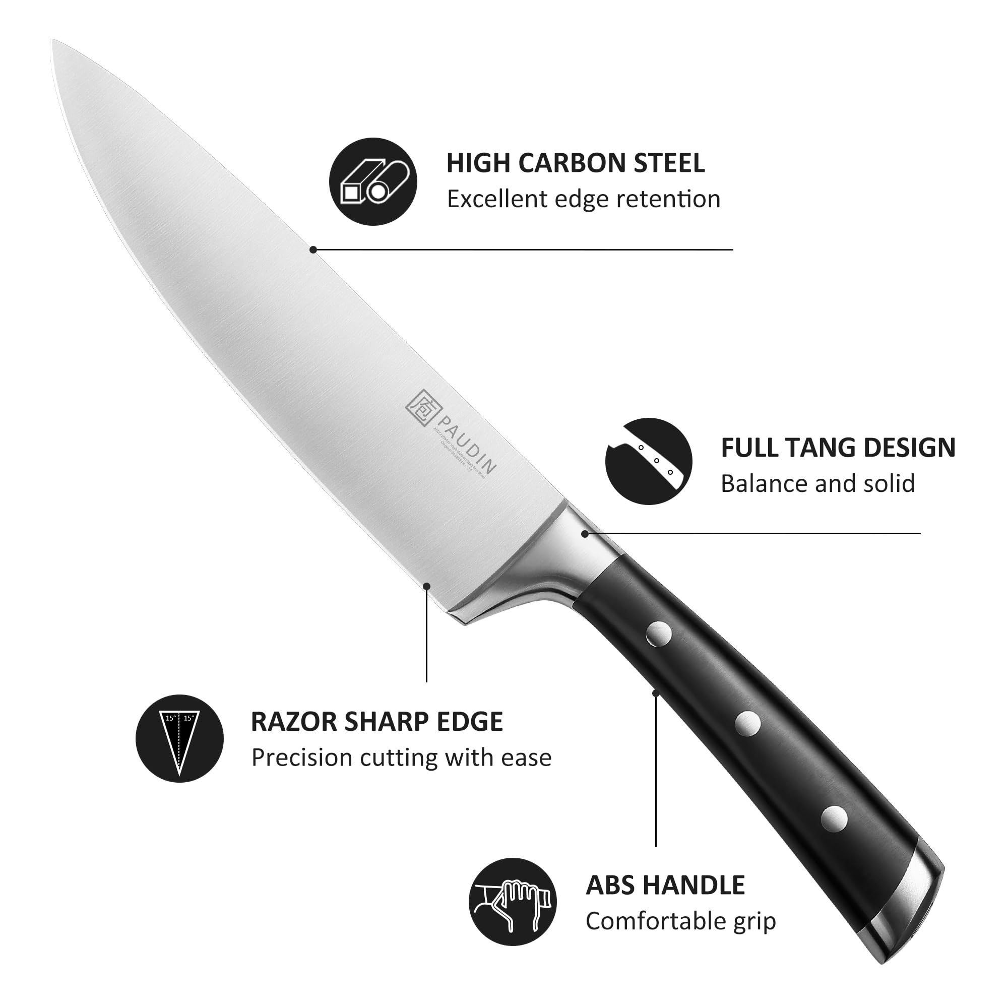 PAUDIN 7-inch santoku knife versatile for vegetables and proteins