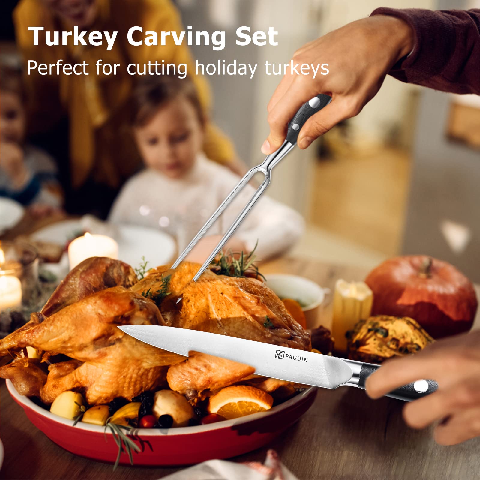 PAUDIN meat fork 7in secures meat for steady carving