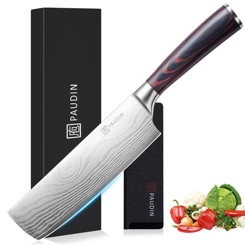 PAUDIN Nakiri 7-inch blade for precise slicing and quick prep.