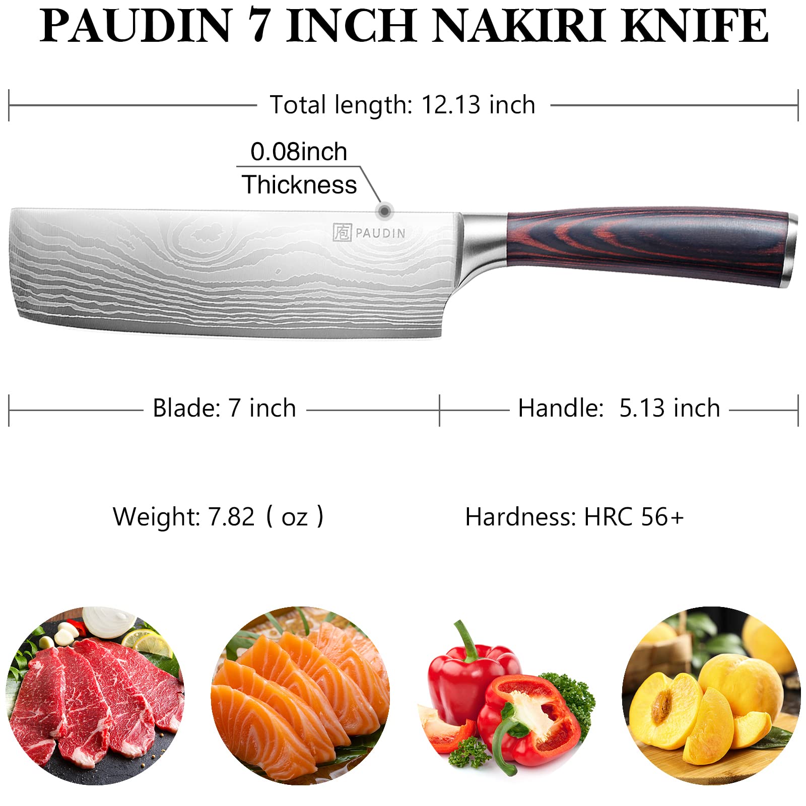 PAUDIN Nakiri with ultra sharp edge for effortless vegetable cutting.