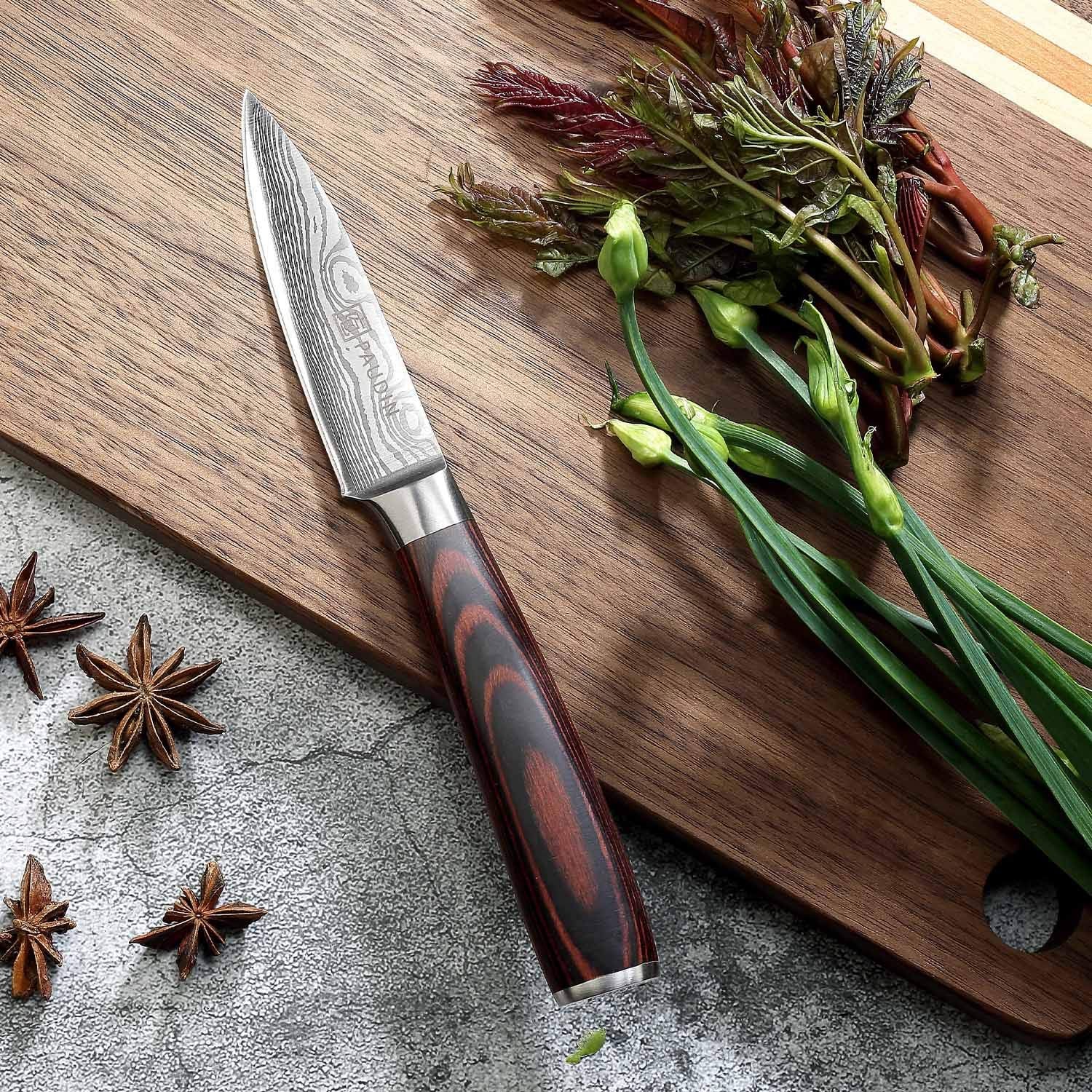Compact PAUDIN paring knife stored in a small kitchen drawer