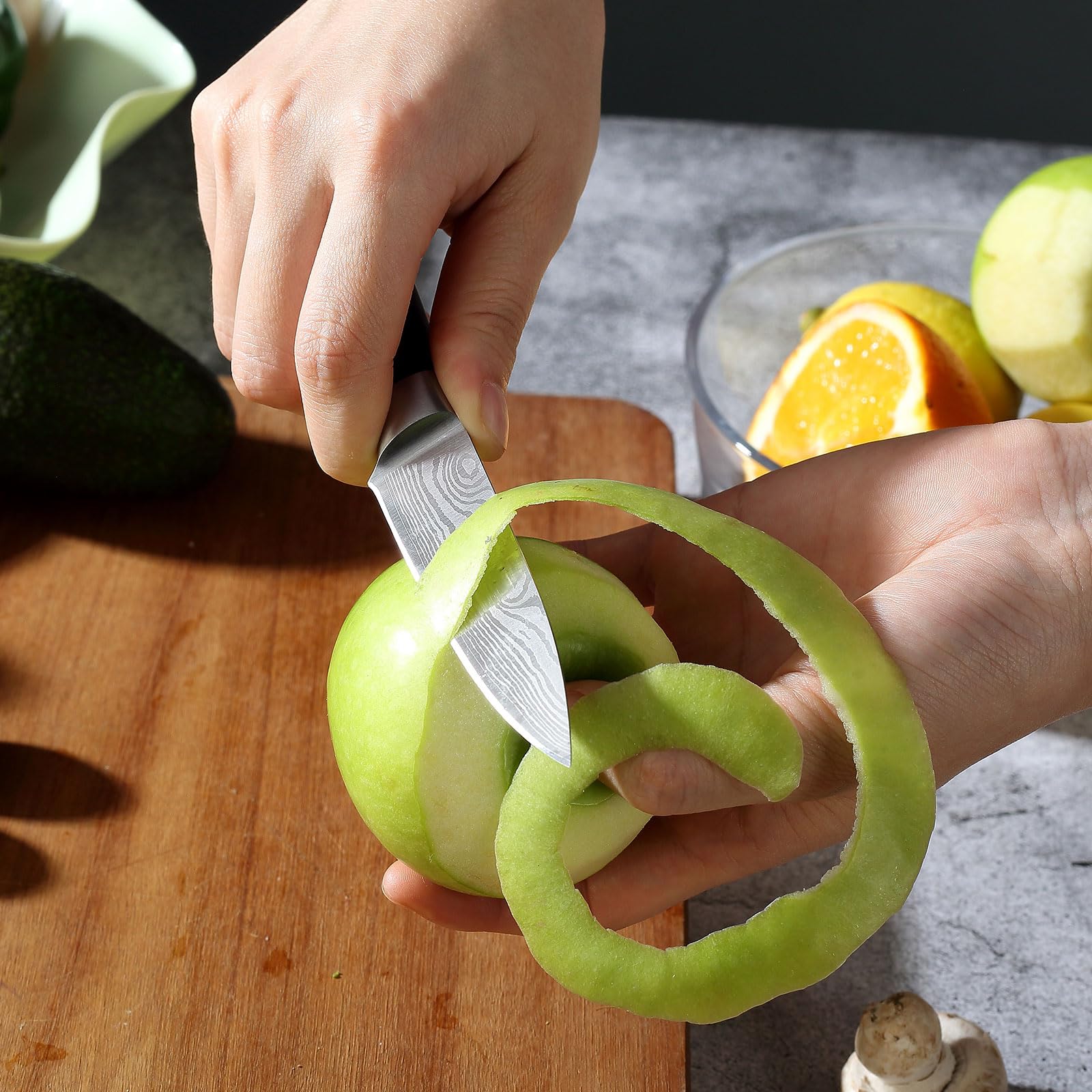 Close-up of ice-tempered PAUDIN paring knife edge staying sharp