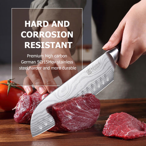 PAUDIN Santoku Knife 7-Inch balanced design reduces wrist strain during prep.