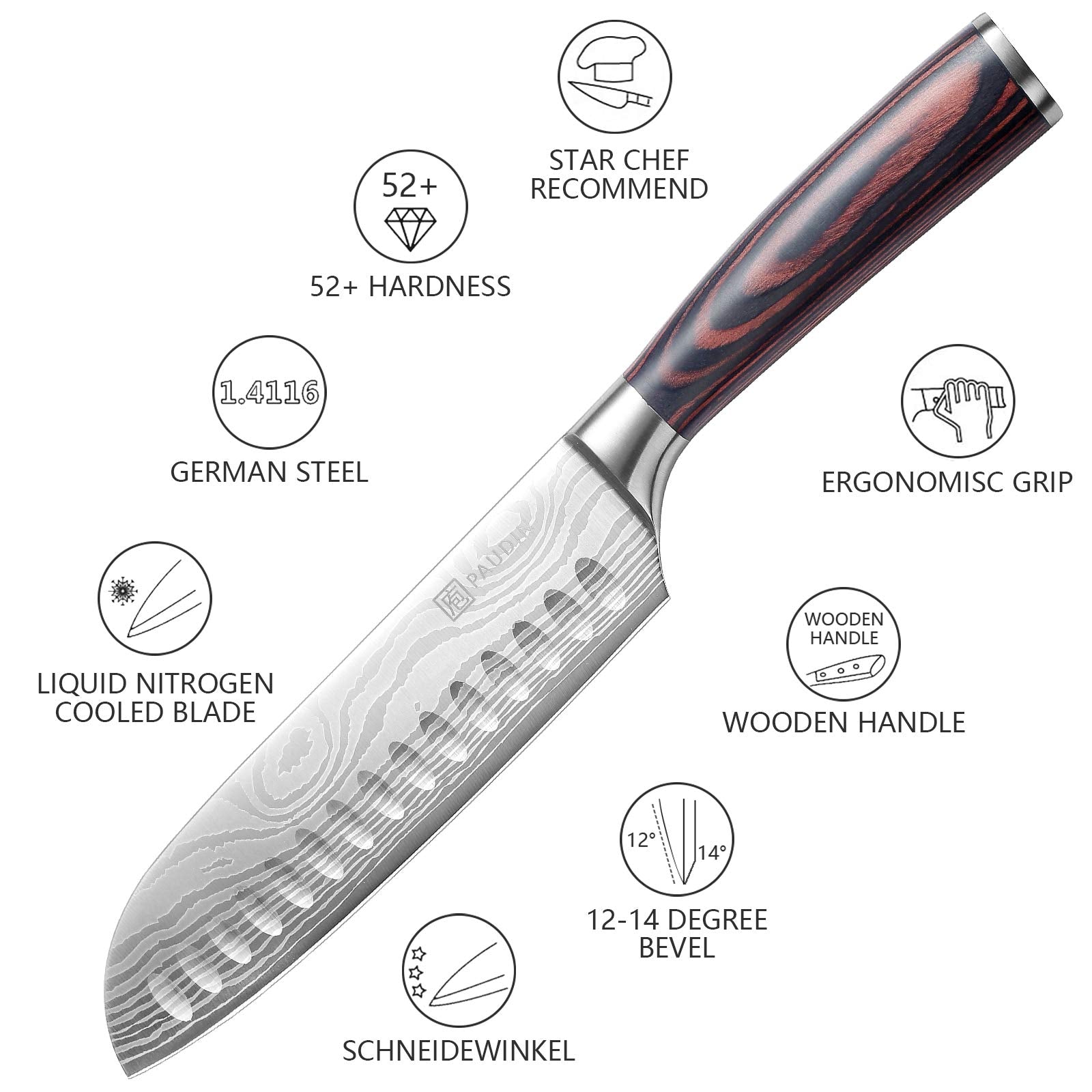 PAUDIN Santoku Knife 7-Inch gift box makes a thoughtful present.