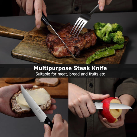 PAUDIN steak knives dining scene highlights comfort and balance.