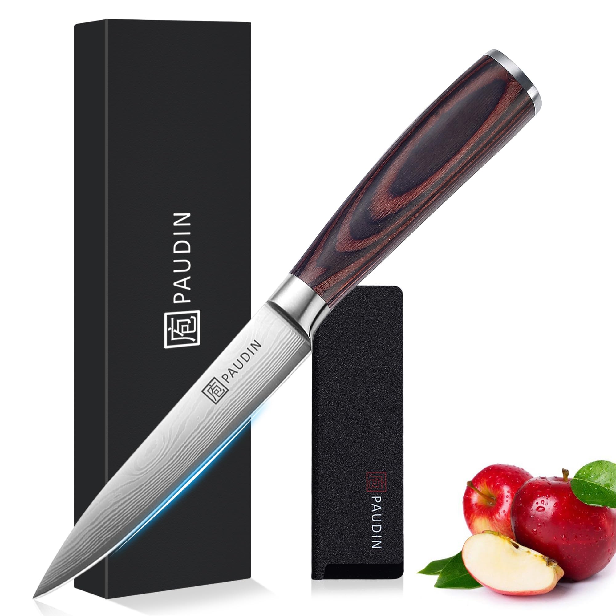 PAUDIN utility knife blade close-up shows sharp edge for precise slicing.
