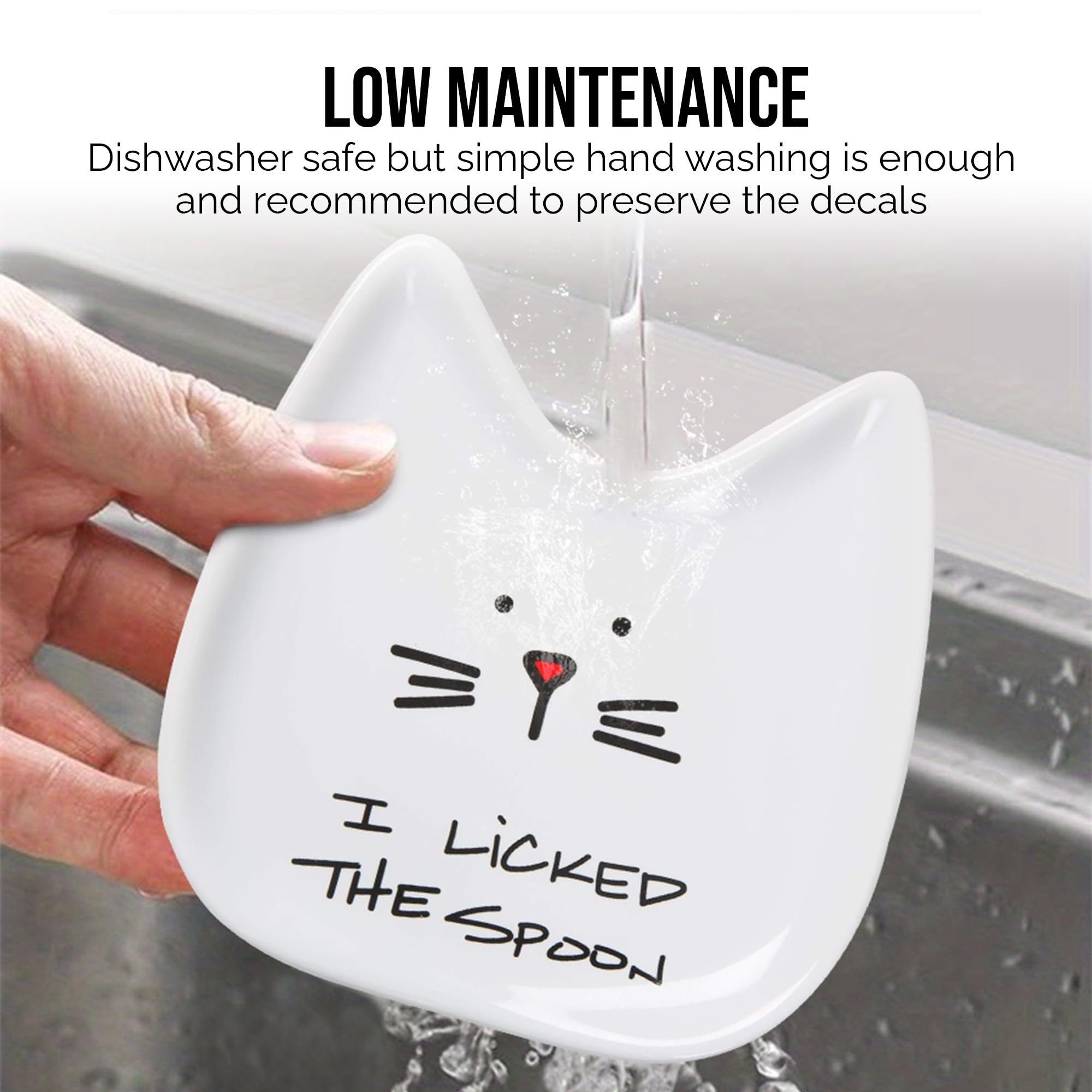 Pavilion Blobby Cat spoon rest on a counter helps keep mess minimal.