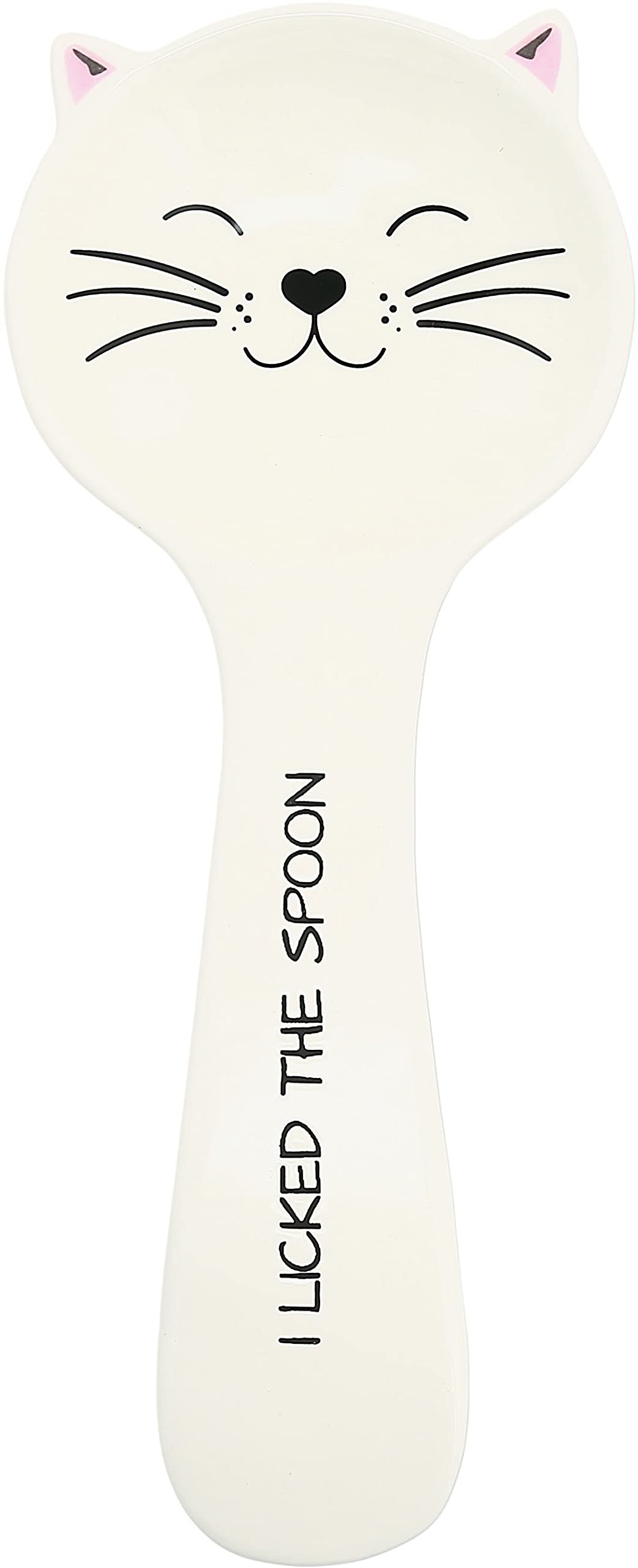 Pavilion Cat Licked the Spoon rest 10-Inch white protects countertops while adding whimsy