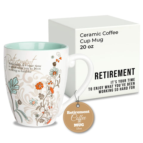 Pavilion coffee mug featuring retirement message design for a thoughtful morning ritual.