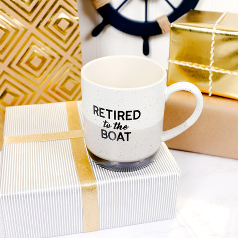 Pavilion Gift Company Retired To The Boat mug back view showcasing sturdiness.