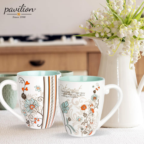 Pavilion 20oz mug provides generous beverage capacity for long mornings.
