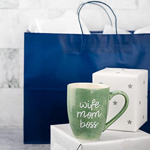 Pavilion Mom Life Boss mug during a coffee break ready to enjoy