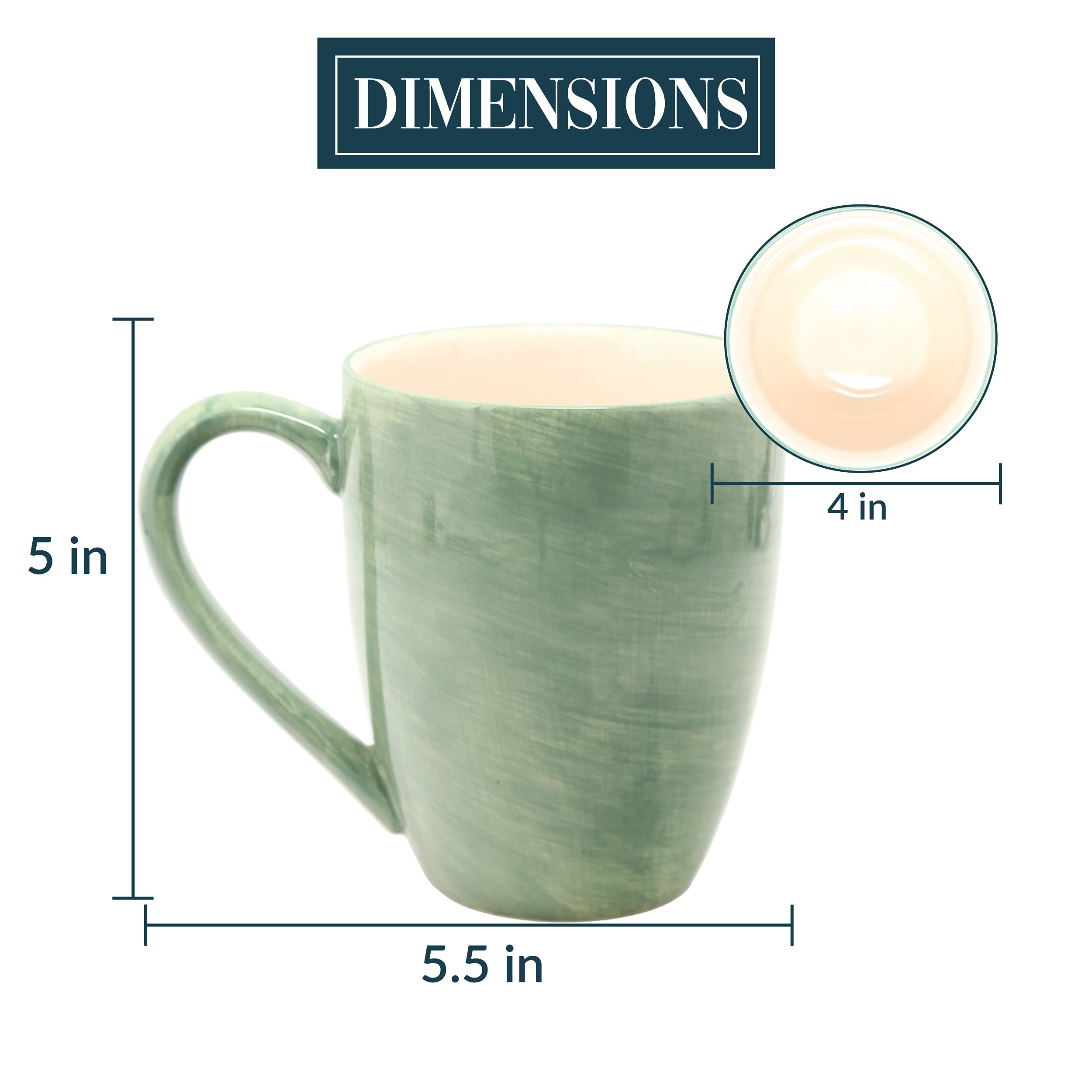 Pavilion mug showing beige interior detail and green exterior