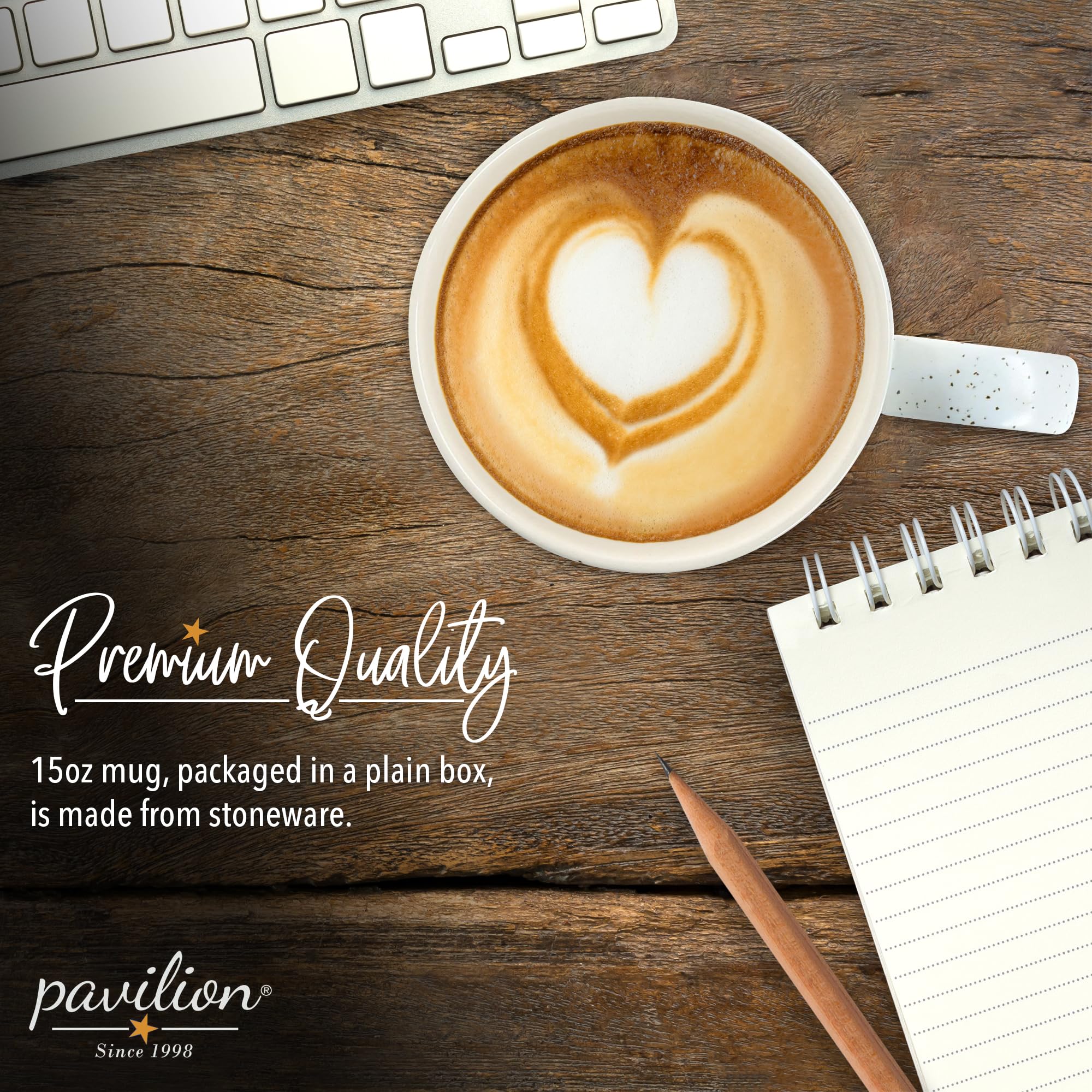 Pavilion retirement mug 15oz capacity ideal for morning brews.