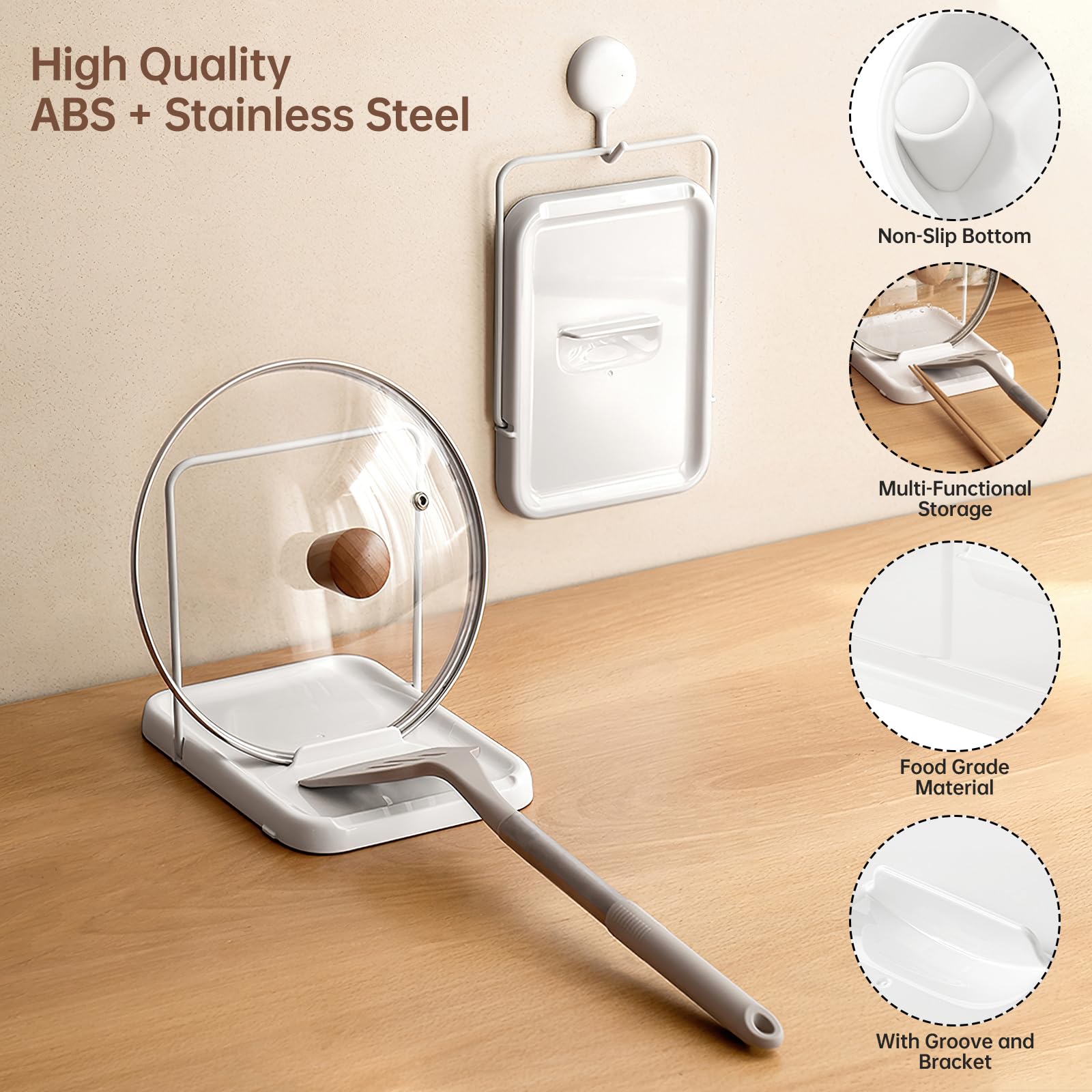 PAVSTINE multi-functional utensil rest adapts to pots and pans.