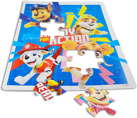 Paw Patrol 24-piece puzzle tin lunch box side view showing compact carry