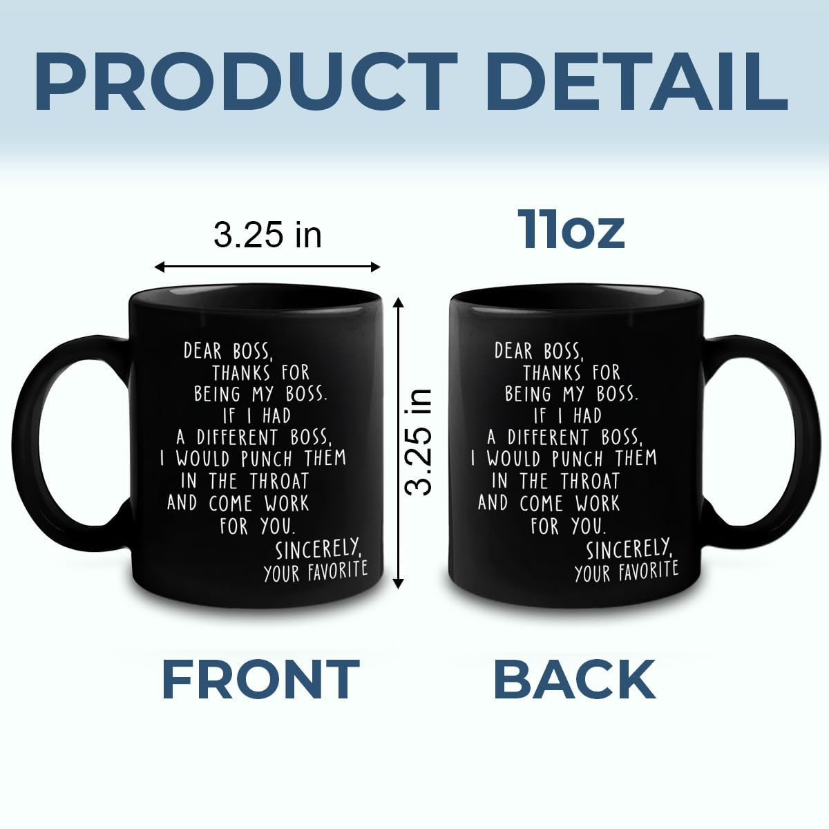 Pawfect House dear boss mug 11oz, durable ceramic for steady coffee rituals.