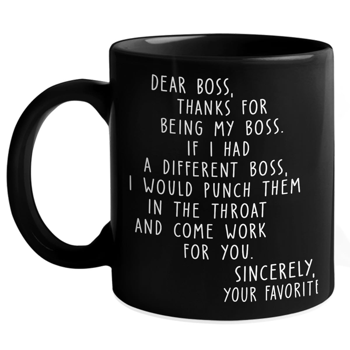 Pawfect House Dear Boss mug, front view, ideal coworker gift for daily appreciation.