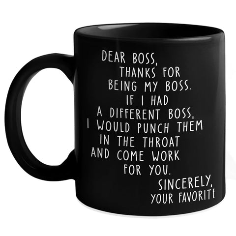 Pawfect House Dear Boss mug, front view, ideal coworker gift for daily appreciation.