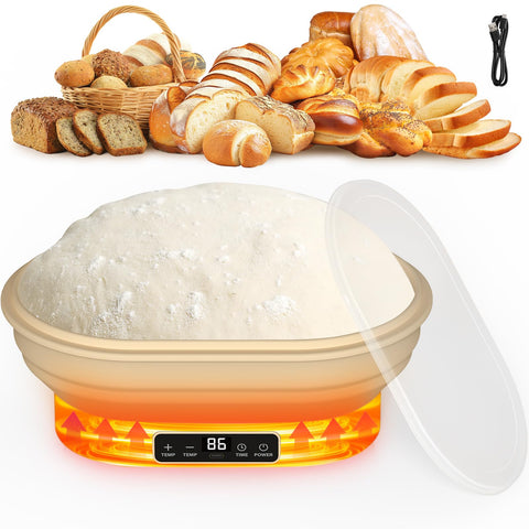 Pawtners heating sourdough basket with LCD display for precise dough proofing