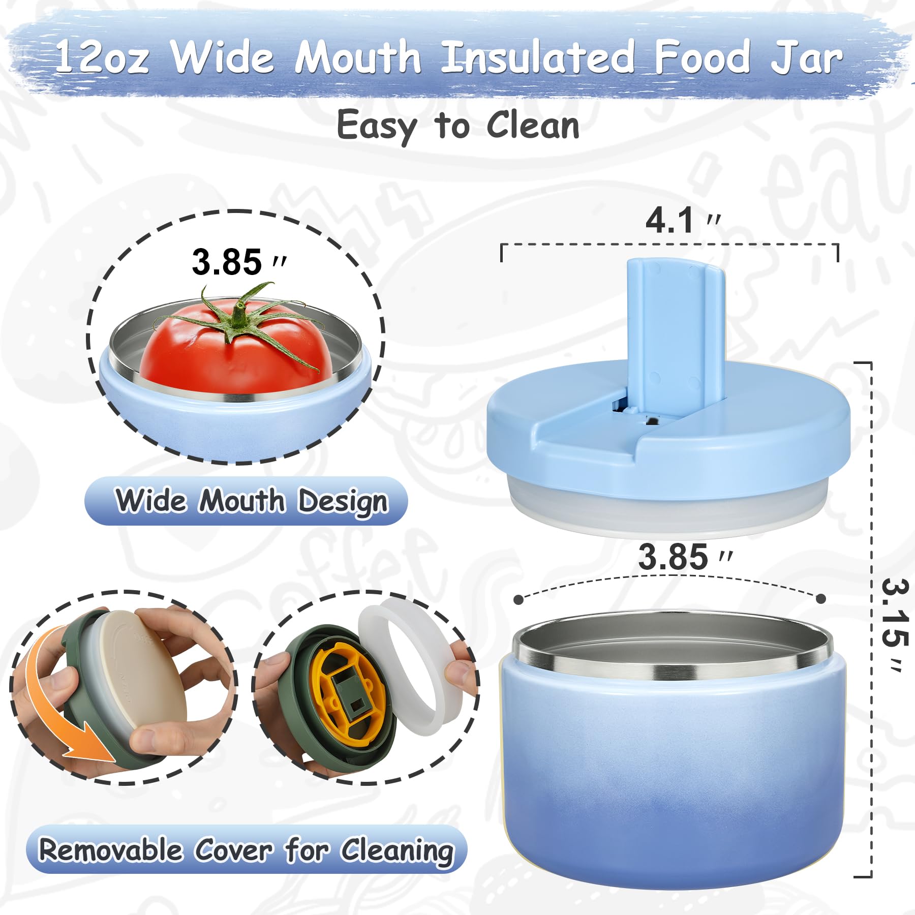 Pawtong 12oz capacity suits kids' lunches and snacks.