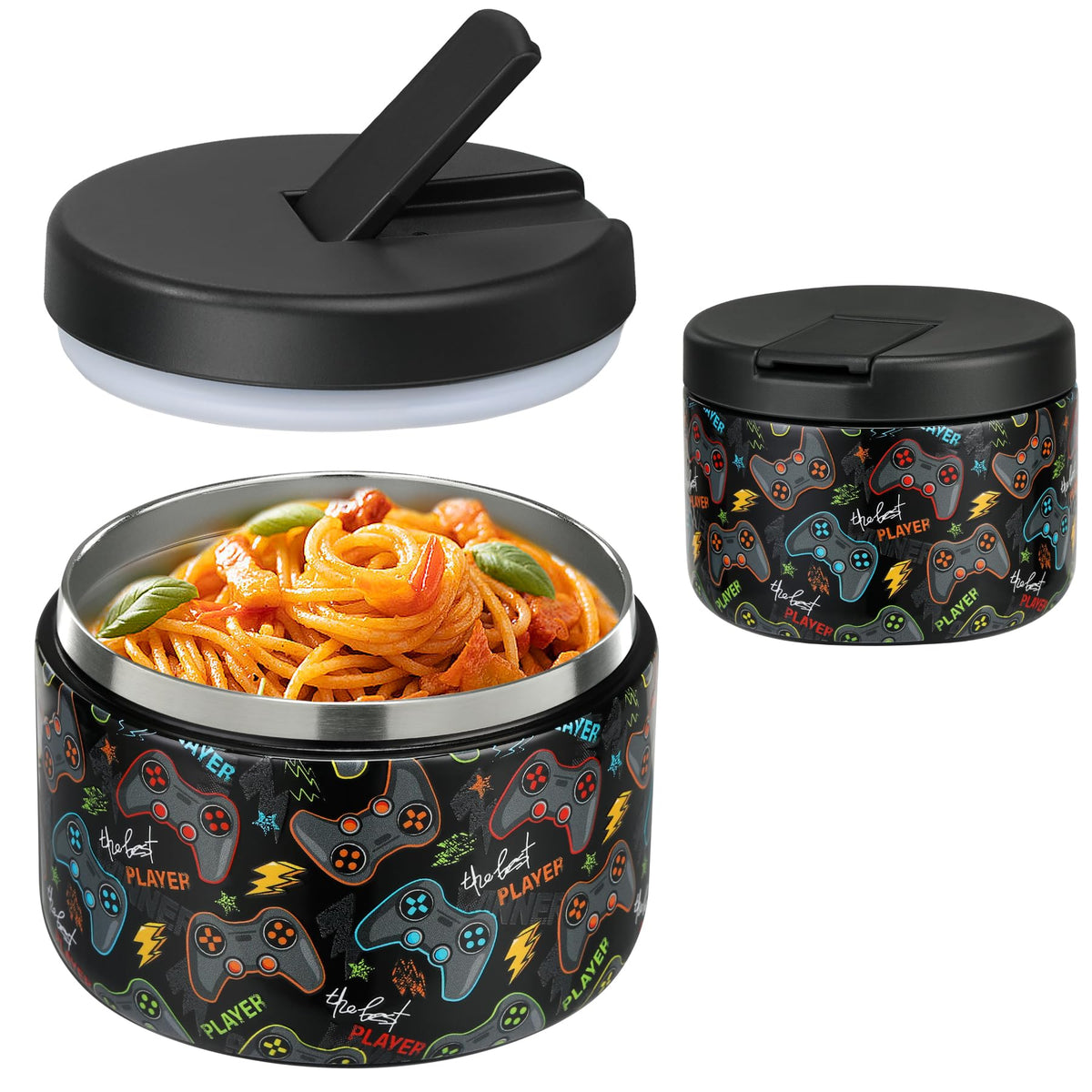 Pawtong 12oz insulated food jar with buckle lid keeps meals secure and easy for kids.