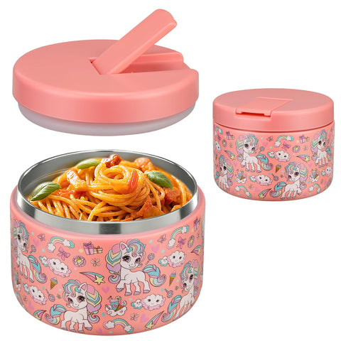 Pawtong 12oz insulated jar with buckle lid – easy-open design for kids' lunches.