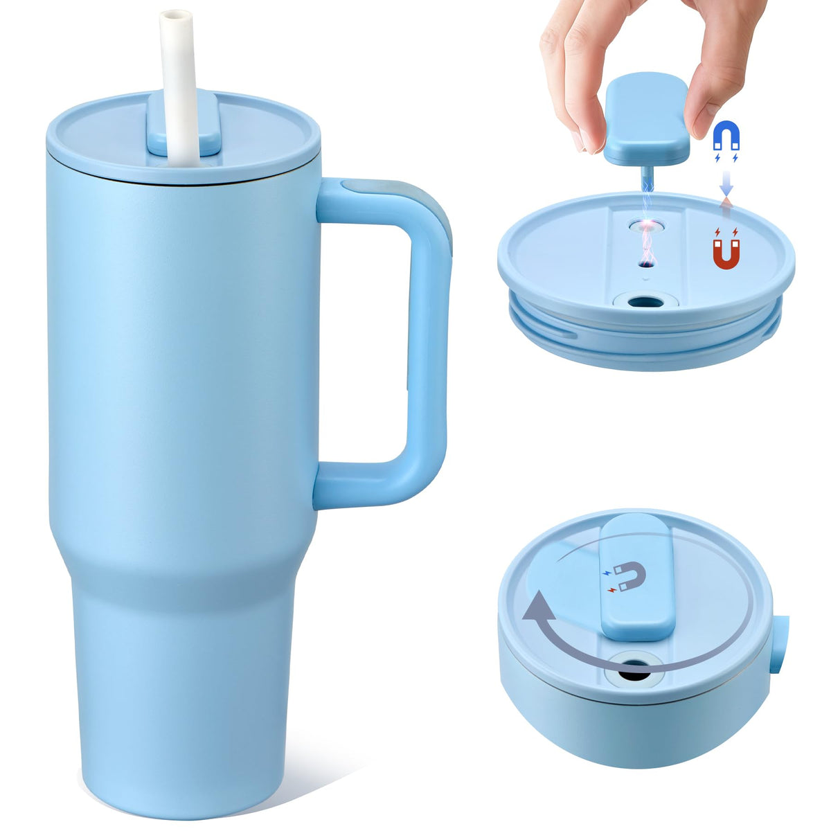 Pawtong 40oz insulated tumbler with 2in1 lid keeps drinks at temperature on the go