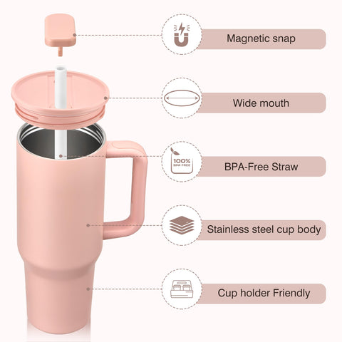 Pawtong 40oz insulated tumbler featuring 2-in-1 lid for versatile drinking