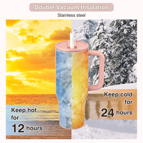 Pawtong 40oz insulated tumbler with straw for convenient hydration