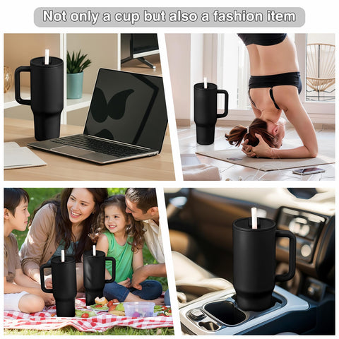 Pawtong magnetic-black finish tumbler in use for on-the-go workouts