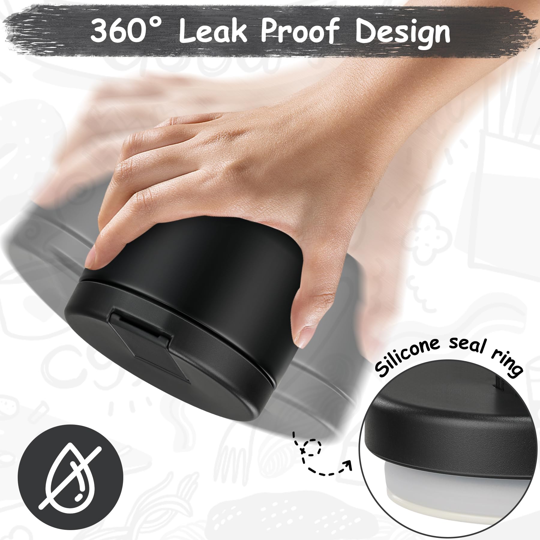 Pawtong black lunch container shown in everyday use setting.