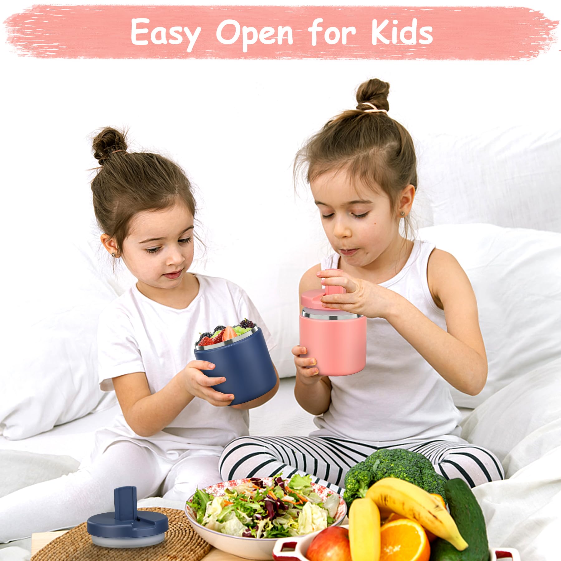 Pawtong pink daily-use lunch jar ideal for warm or cool meals out-and-about.