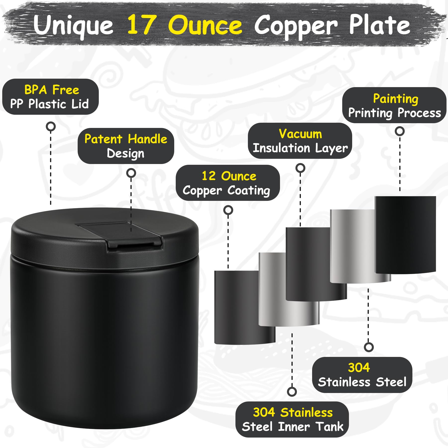 Pawtong insulated 18-8 stainless interior preserves hot or cold meals.