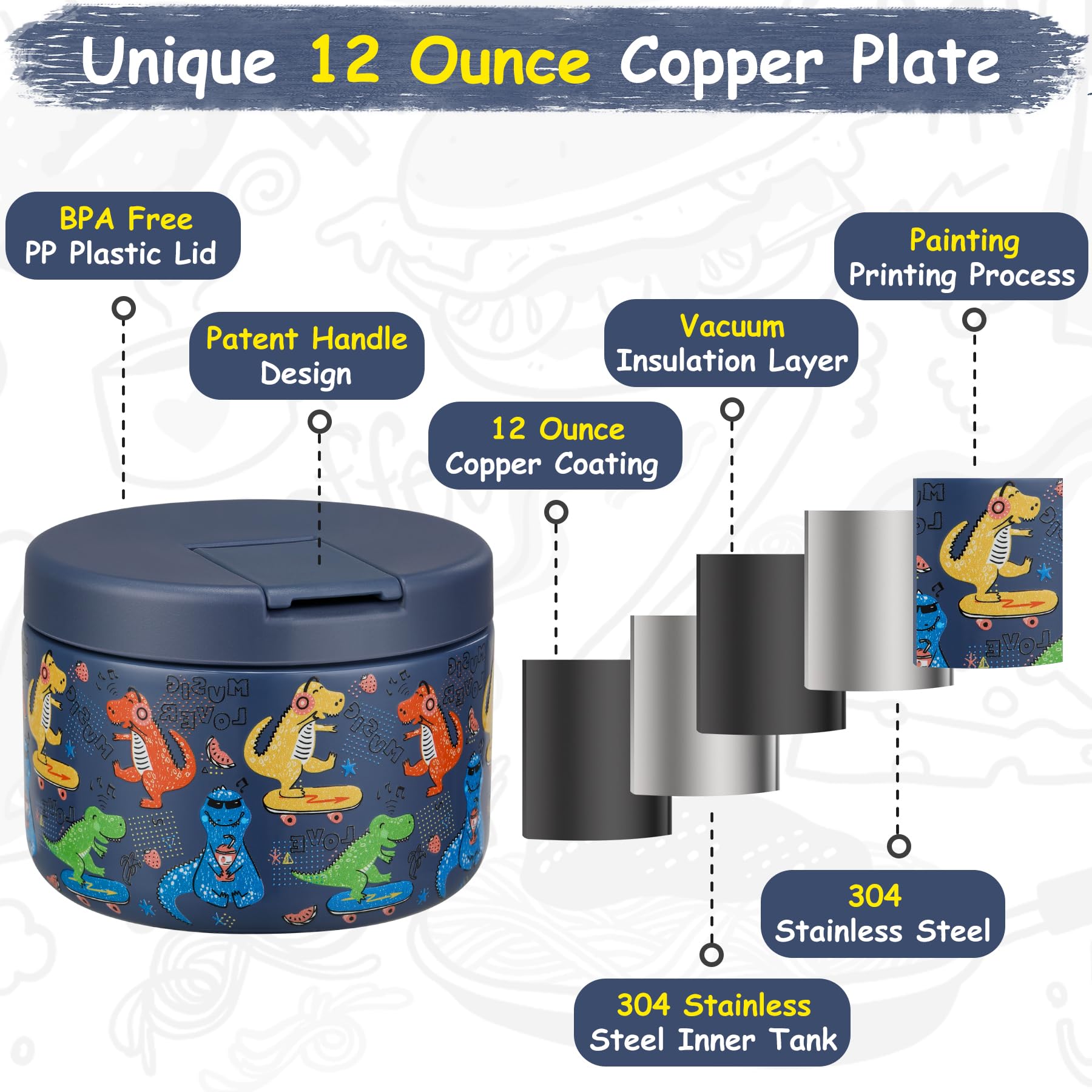 Pawtong insulated stainless interior keeps meals warm or cool for hours.