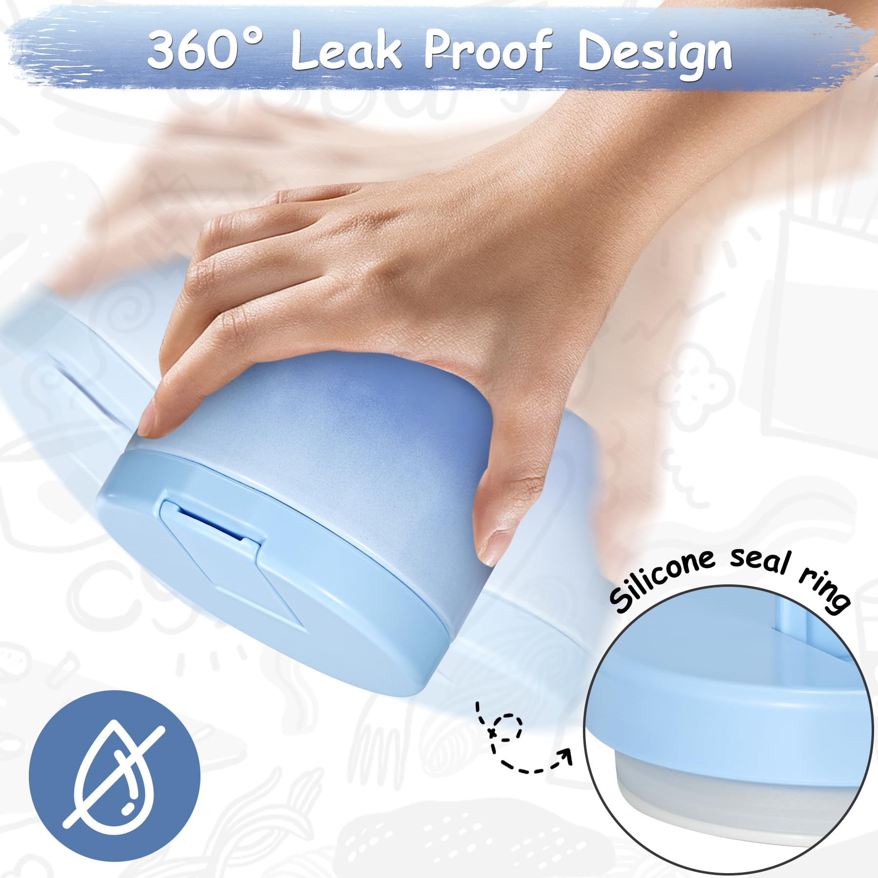 Pawtong leak-proof gasket prevents spills in bags.