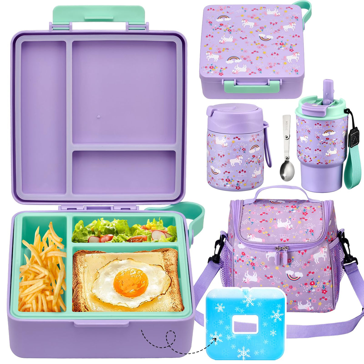 Pawtong lunch box set with bento box container for organized school meals.