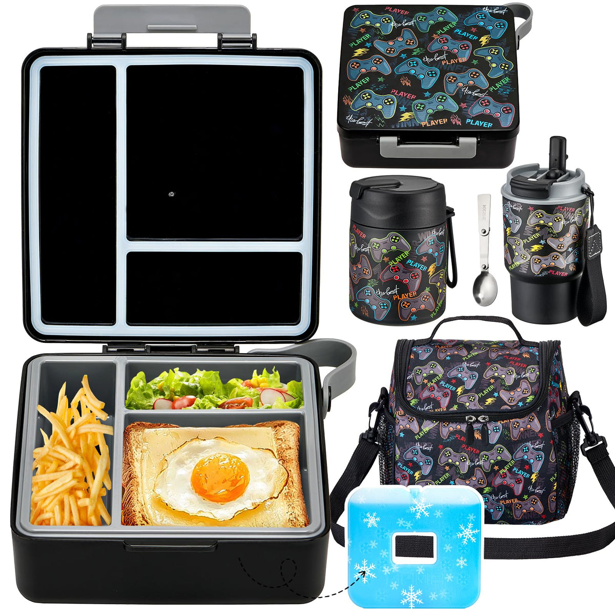 Pawtong lunch box set with bento container for organized school lunch packing