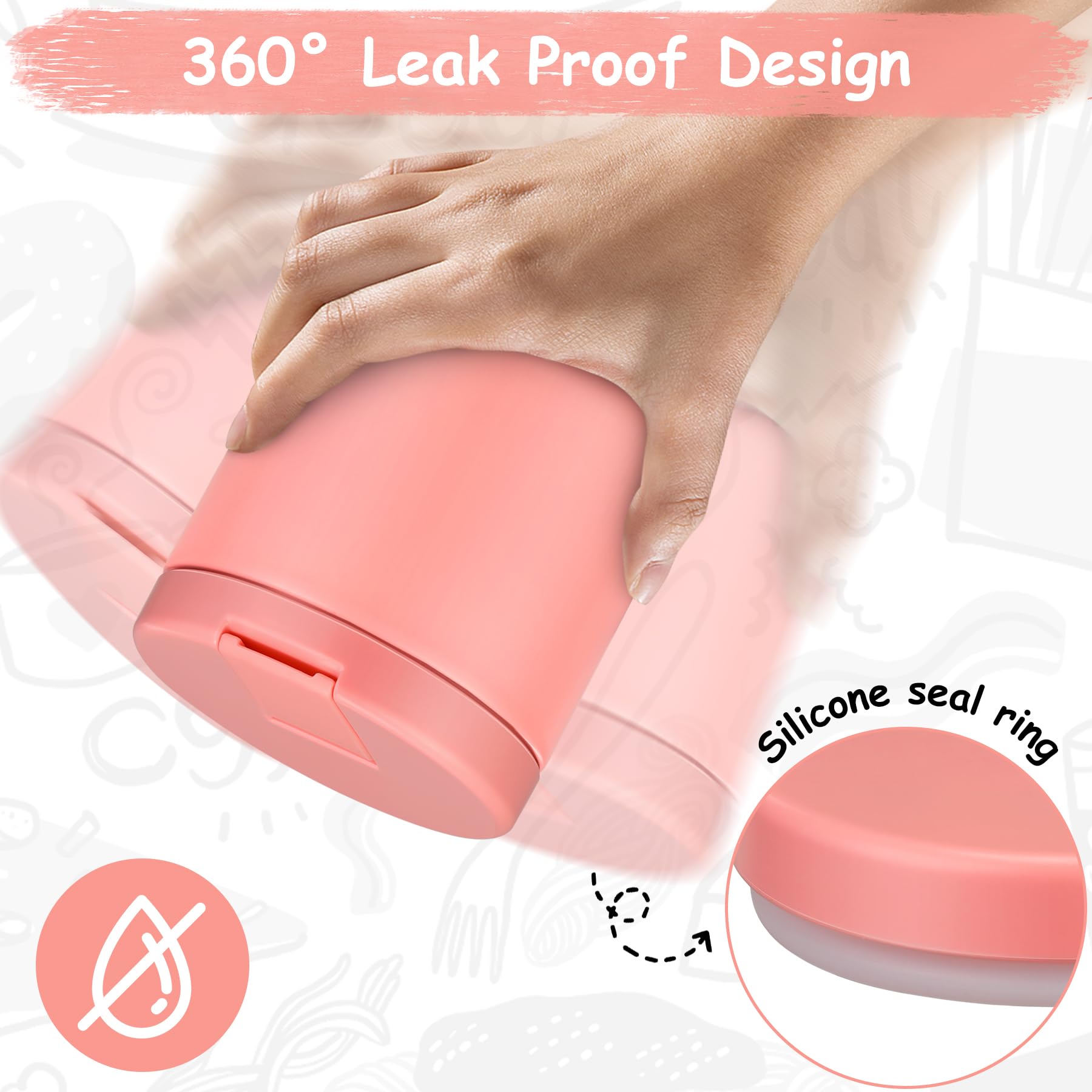 Pawtong pink lid close-up shows kid-friendly press-seal buckle design.