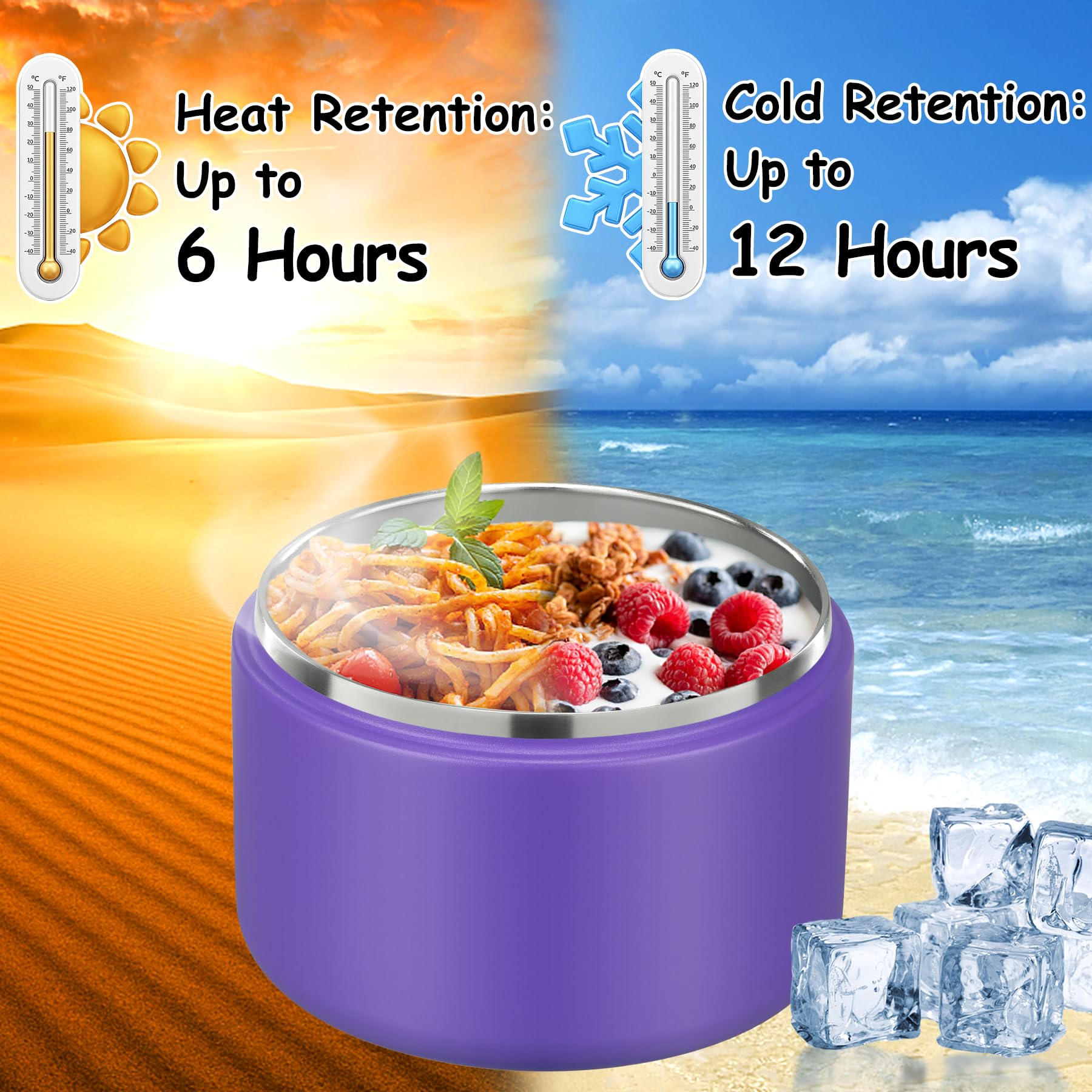 Pawtong SUS304 stainless interior preserves heat and freshness for hours.