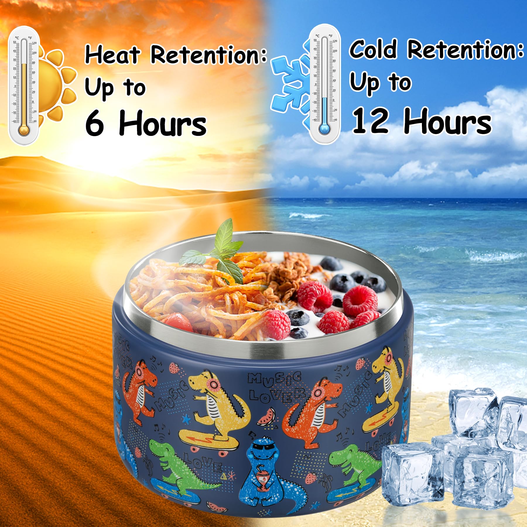 Pawtong twelve-ounce capacity holds enough food for school or picnics.