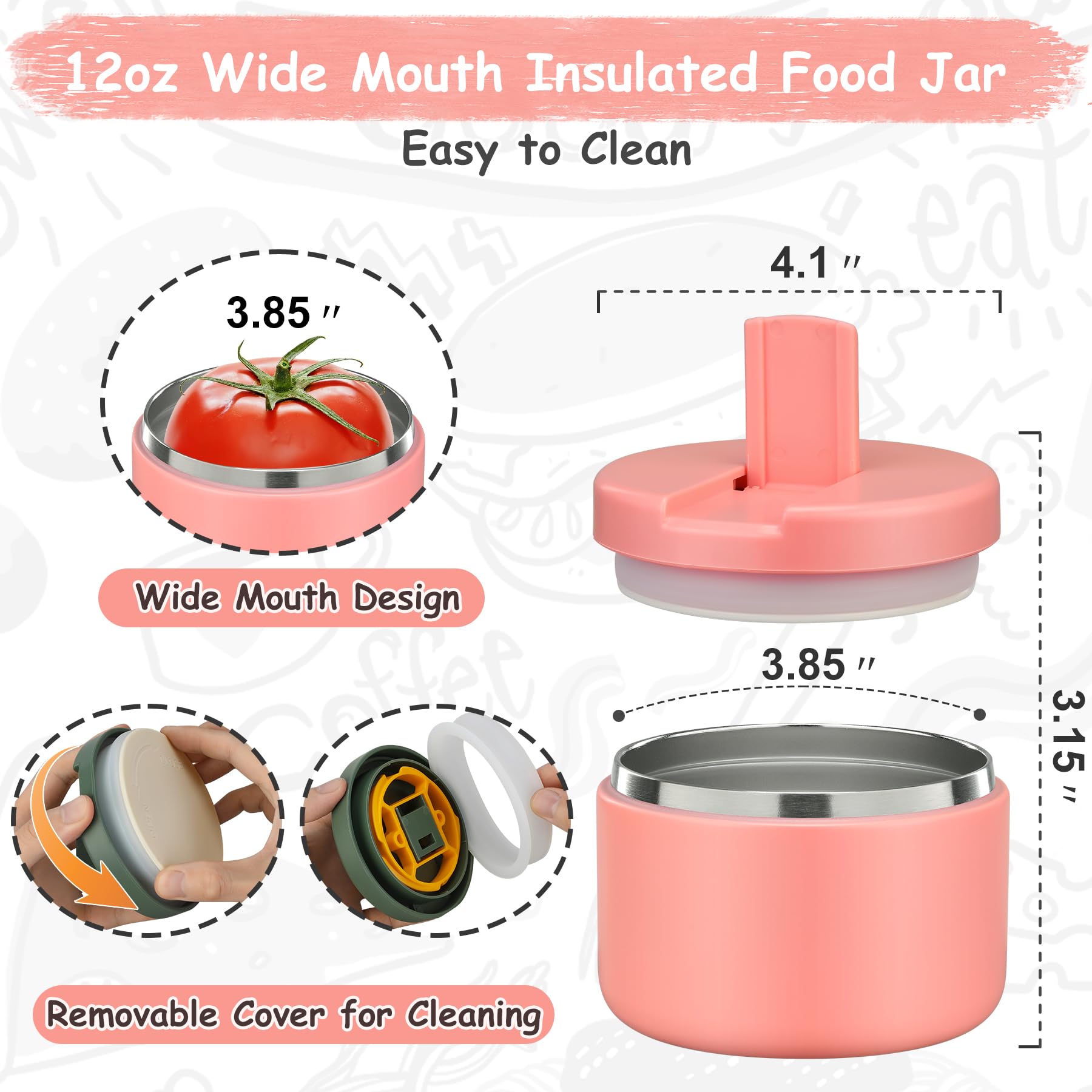 Pawtong wide mouth design for easy filling and cleaning.