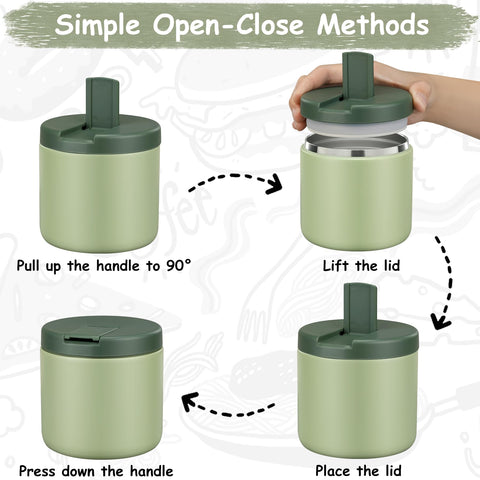 Pawtong wide mouth stainless lunch container easy to fill and clean.