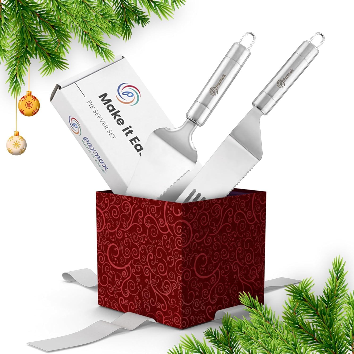PAXNOK cake-slicer ergonomic-handle demonstrates smooth, effortless slices.