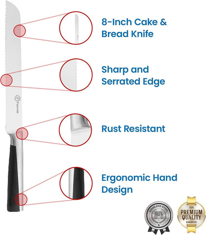 PAXNOK pie spatula server close-up showing double serration for precise serving