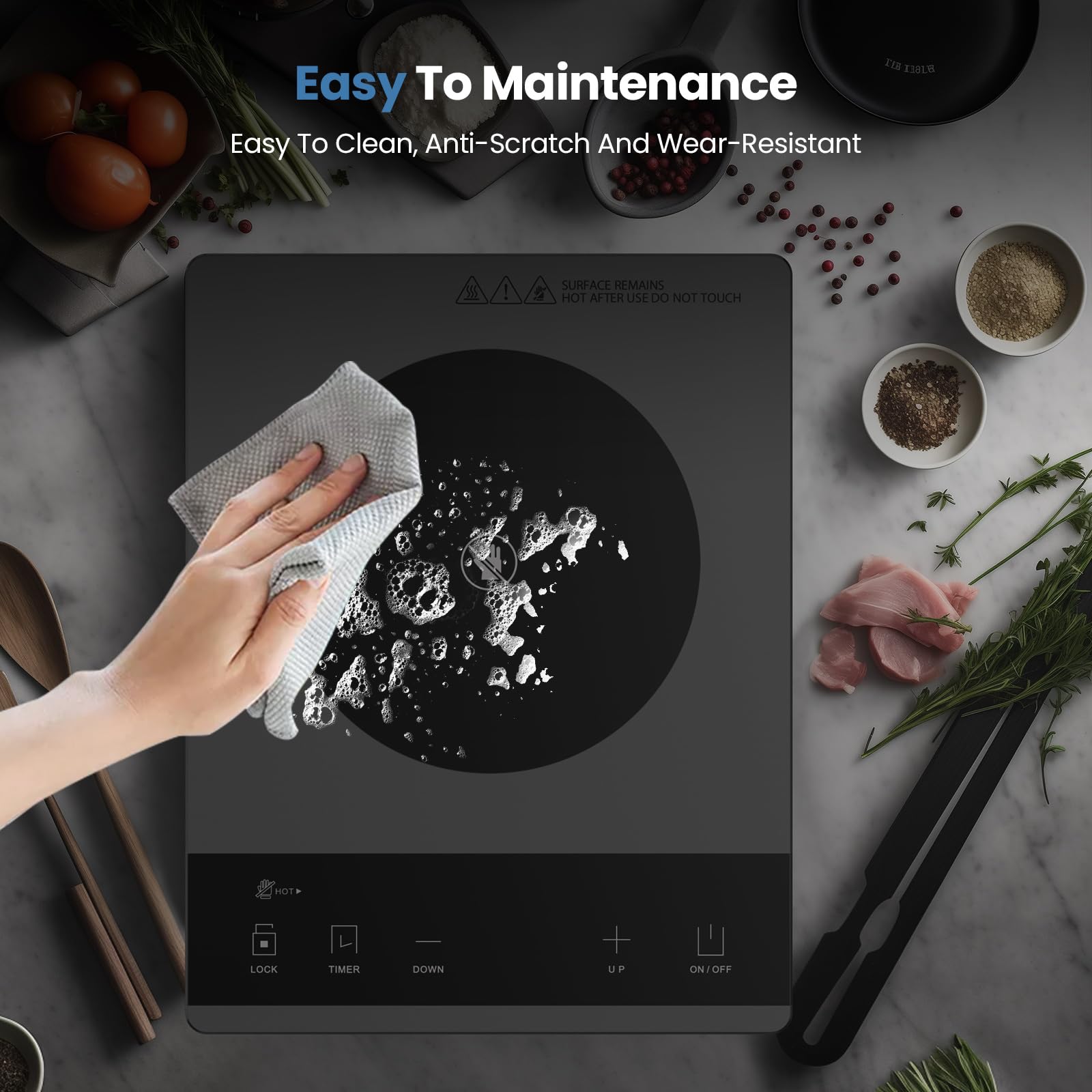 PAYISHO hot plate compatible with stainless steel, cast iron, and non stick cookware