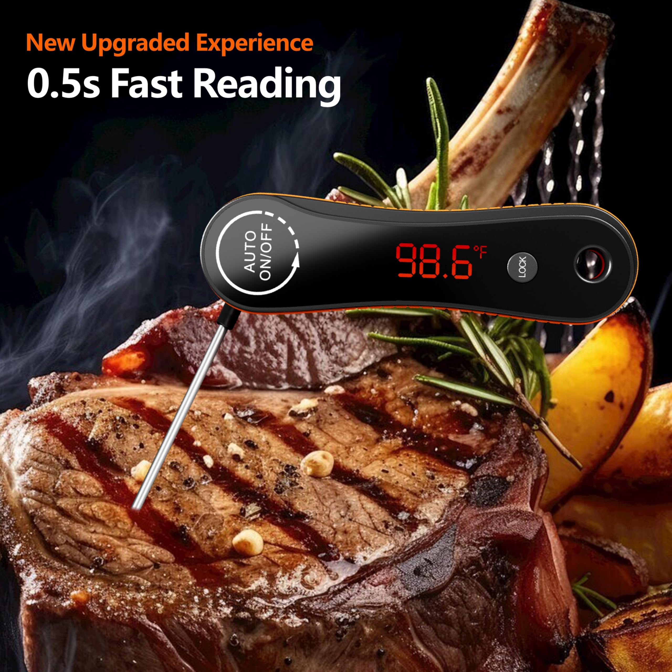 Paysean backlit rotating display for easy viewing while grilling