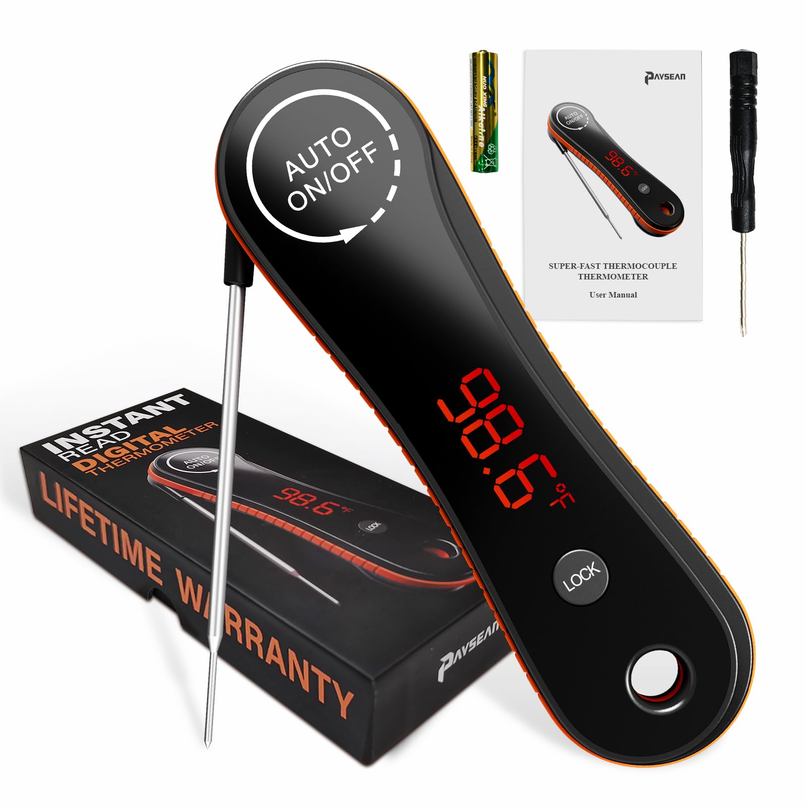 Paysean instant-read thermometer with fast readings for precise cooking results