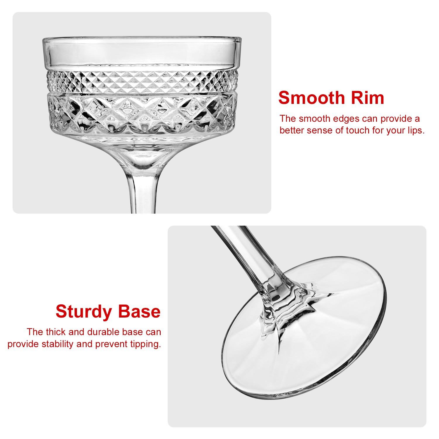 Paysky dishwasher-safe coupe glass simplifies cleanup after gatherings.