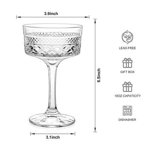Paysky vintage coupe glass showcases crystal brilliance for champagne and sparkling drinks.